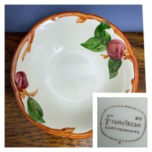 1 Franciscan Apple Vintage Cereal Bowl 6" USA‎ Earthenware 1960’s Brown Logo